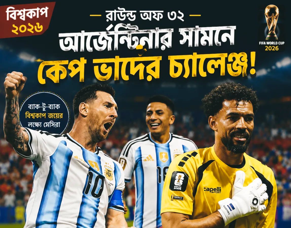 মেসির আর্জেন্টিনার সামনে কেপ ভার্দের কঠিন পরীক্ষা! নকআউটে জয়ের লক্ষ্য নিয়ে মাঠে নামছে বিশ্বচ্যাম্পিয়নরা...