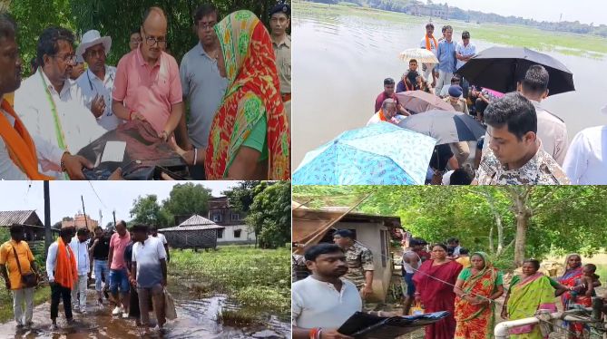 প্লাবিত ঘাটাল, জলবন্দি বহু মানুষ,বন্যা কবলিত এলাকায় বিধায়ক ও প্রশাসনের তৎপরতা!