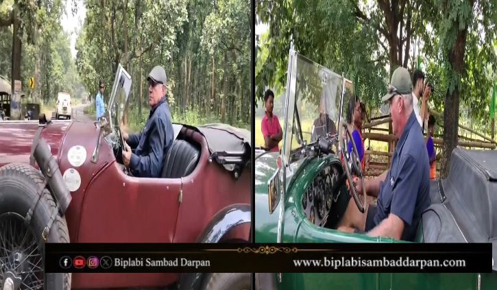 ঝাড়গ্রামের শালজঙ্গলে শতবর্ষের ভিনটেজ গাড়ি, স্টিয়ারিংয়ে দুই ব্রিটিশ সাহেব!