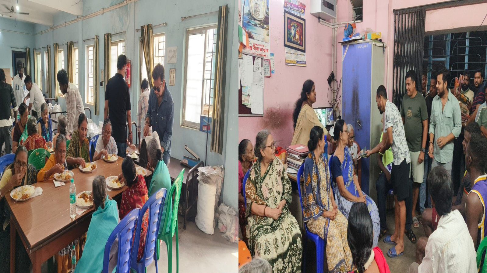 ষষ্ঠীতে বস্ত্রদান, দশমীতে মধ্যাহ্নভোজ—বৃদ্ধাশ্রমের আবাসিকদের পাশে SB XI মেদিনীপুর